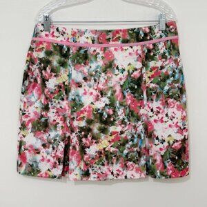 EP Pro Pleated Golf Skort Pink Green Watercolor Print Size 10